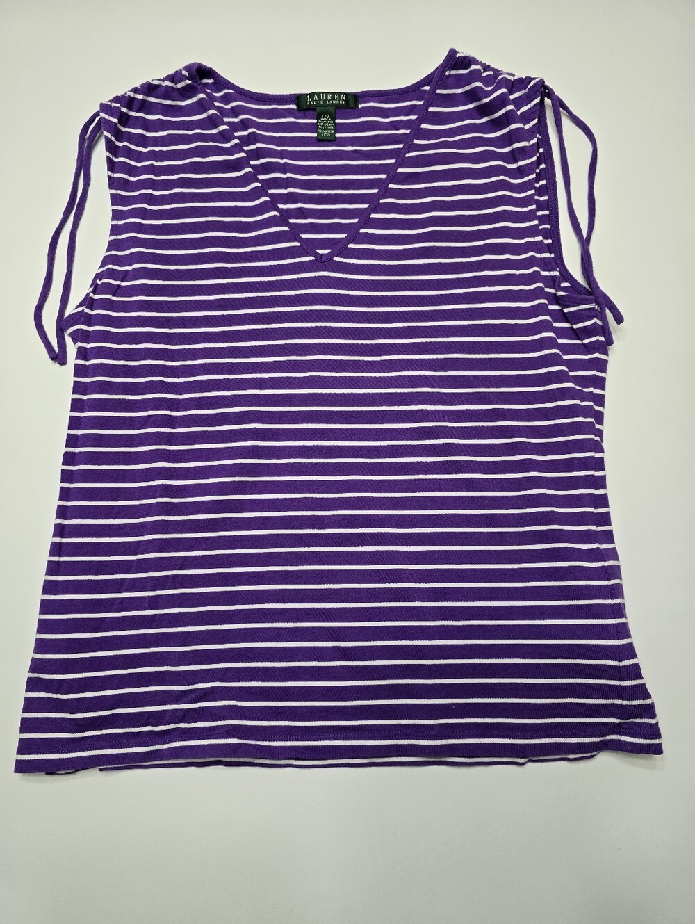 Lauren Ralph Lauren Bundle Of 2 Pink and Purple Striped V-Neck Tank Tops - Picture 7 of 10